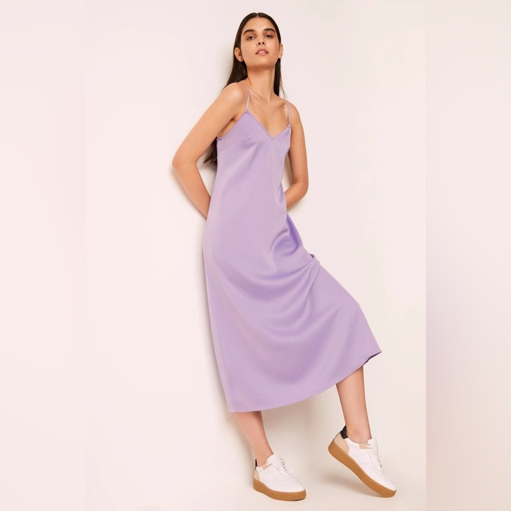 French Connection Silk V-Neck Slip Dress in purple size 0